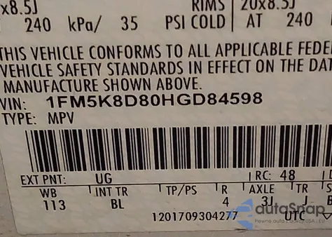 2017 Ford Explorer Xlt from USA, damaged, VIN 1FM5K8D80HGD84598